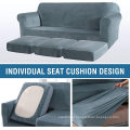 Capas para sofás extensíveis de veludo listrado espesso para ambientes internos